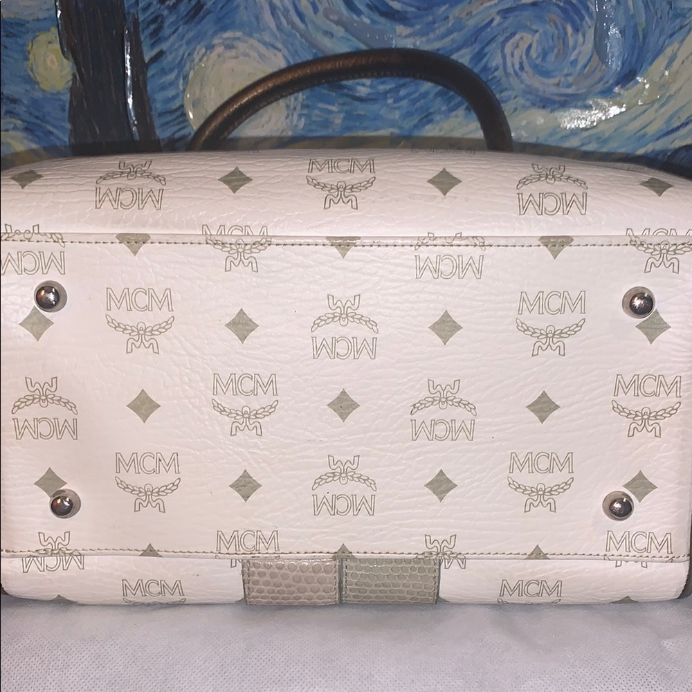 MCM White and Gold Satchel Bag - Picture 6 of 16